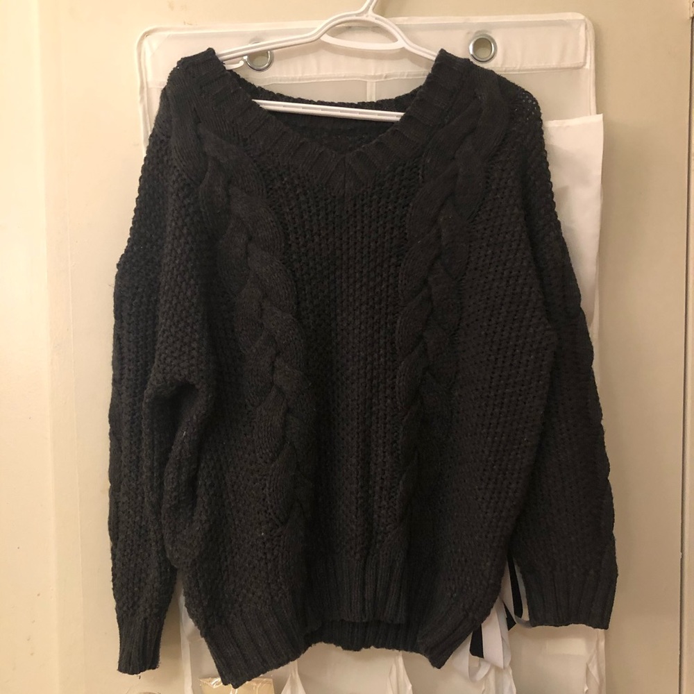 Dark grey over sized knitted sweater